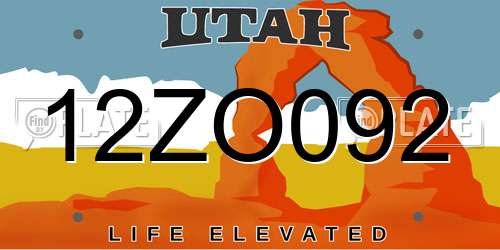 12ZO092 Utah License Plate