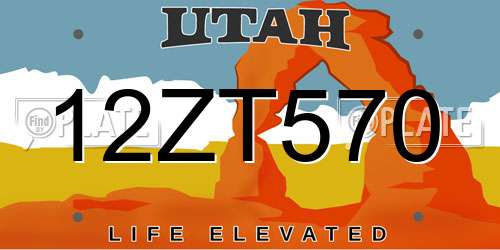 12ZT570 Utah License Plate