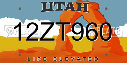 12ZT960 Utah License Plate