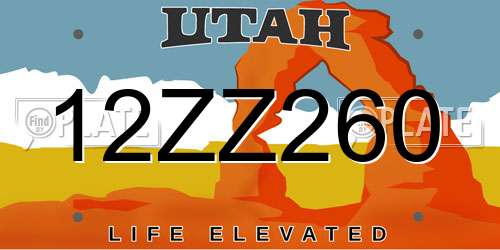 12ZZ260 Utah License Plate