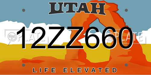 12ZZ660 Utah License Plate