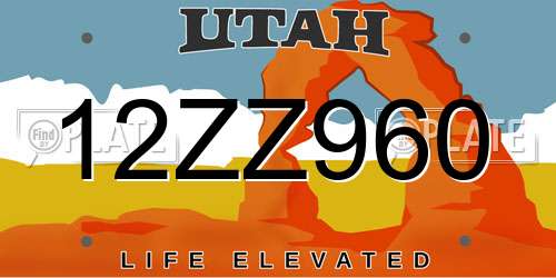 12ZZ960 Utah License Plate