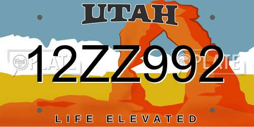 12ZZ992 Utah License Plate