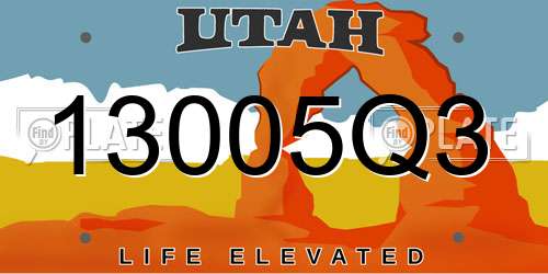 13005Q3 Utah License Plate