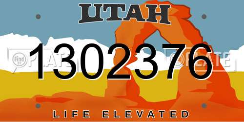 1302376 Utah License Plate