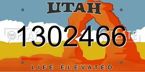 1302466 Utah License Plate