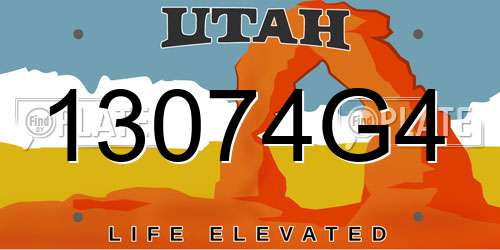 13074G4 Utah License Plate