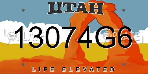 13074G6 Utah License Plate