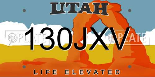 130JXV Utah License Plate