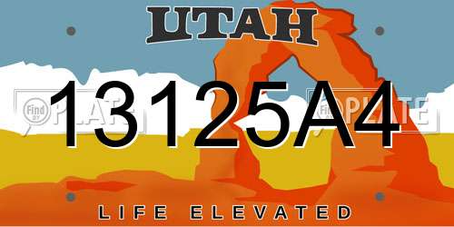 13125A4 Utah License Plate
