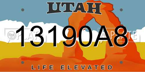 13190A8 Utah License Plate