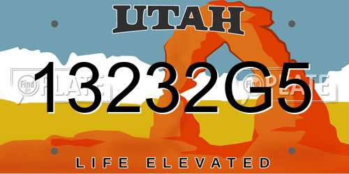 13232G5 Utah License Plate