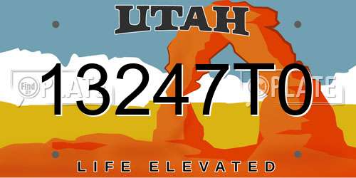 13247T0 Utah License Plate