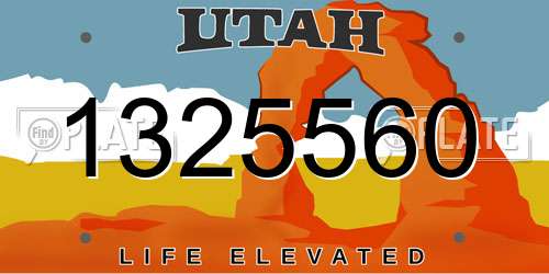 1325560 Utah License Plate