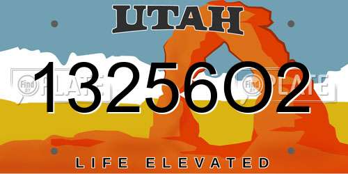 13256O2 Utah License Plate