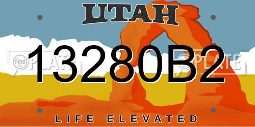 13280B2 Utah License Plate