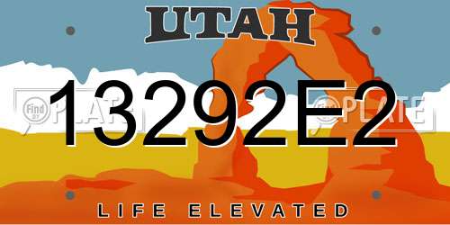 13292E2 Utah License Plate