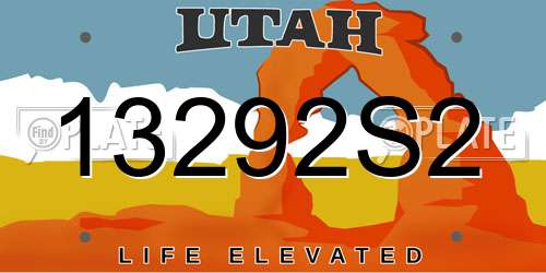 13292S2 Utah License Plate