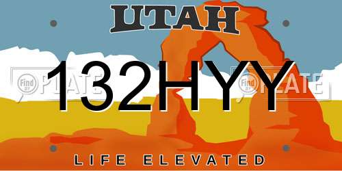132HYY Utah License Plate