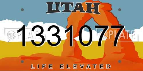 1331077 Utah License Plate