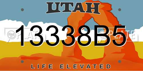 13338B5 Utah License Plate