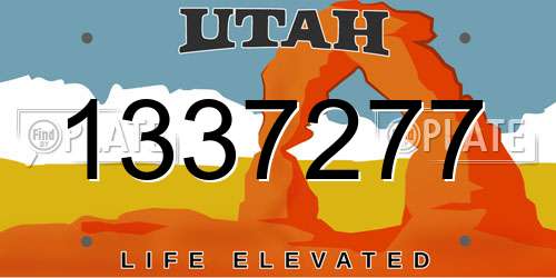 1337277 Utah License Plate