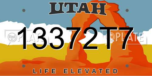 13372T7 Utah License Plate