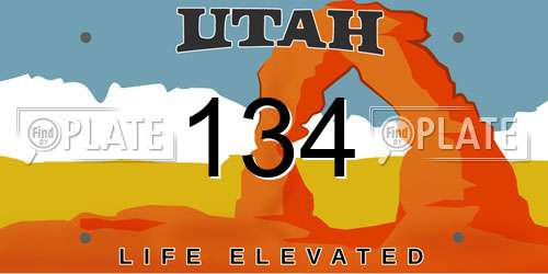 134 Utah License Plate