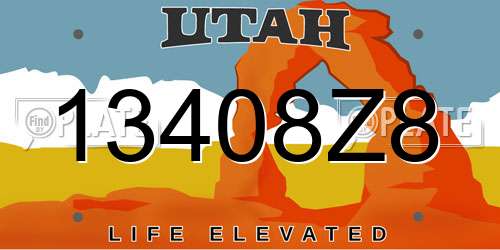 13408Z8 Utah License Plate