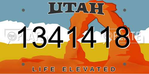 1341418 Utah License Plate