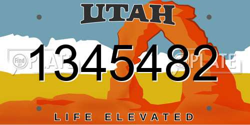 1345482 Utah License Plate