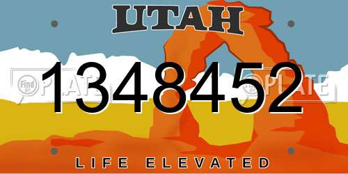 1348452 Utah License Plate