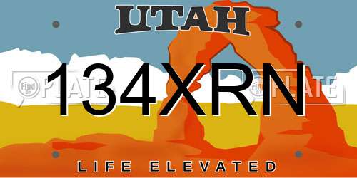 134XRN Utah License Plate