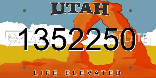 1352250 Utah License Plate