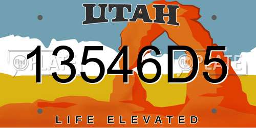 13546D5 Utah License Plate