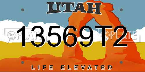 13569T2 Utah License Plate