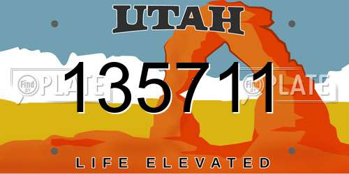 135711 Utah License Plate