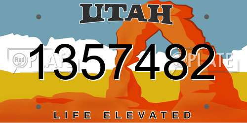 1357482 Utah License Plate