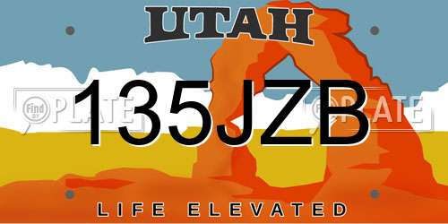 135JZB Utah License Plate