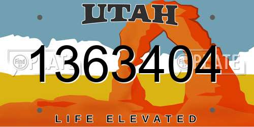 1363404 Utah License Plate