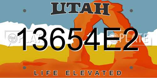 13654E2 Utah License Plate