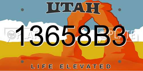 13658B3 Utah License Plate