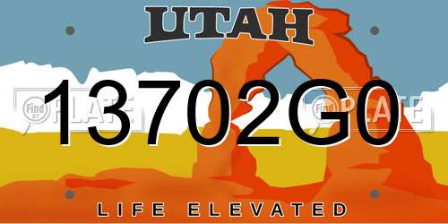 13702G0 Utah License Plate