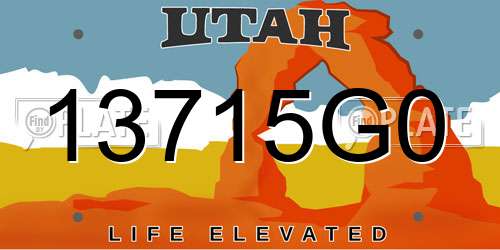 13715G0 Utah License Plate