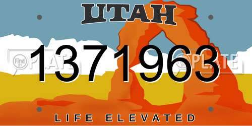 1371963 Utah License Plate