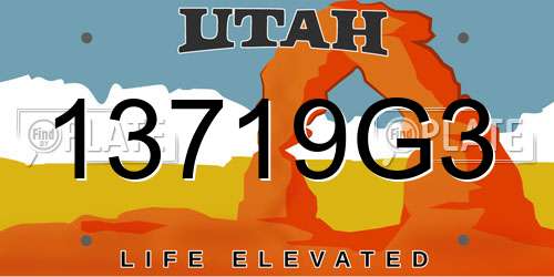 13719G3 Utah License Plate