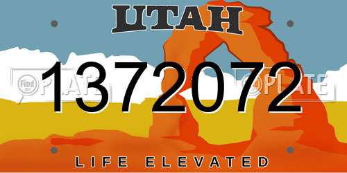 1372072 Utah License Plate