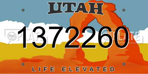 1372260 Utah License Plate
