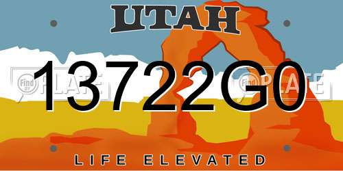 13722G0 Utah License Plate