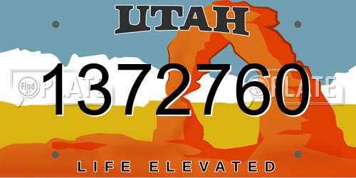 1372760 Utah License Plate